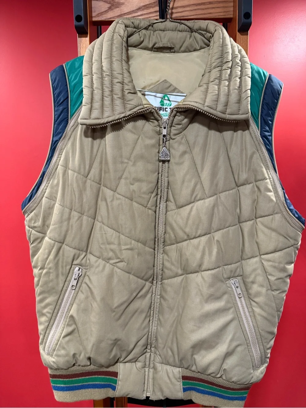 Vintage Pacific Trail Convertible Puffer Jacket Zip Off Sleeves Women’s M Tan - Picture 3 of 13